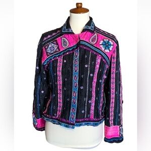 Embellished jacket with beading, embroidery and rhinestones